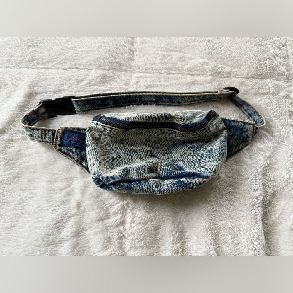 Vintage LEBO Hippy Blue Acid Wash Denim Fanny Pack